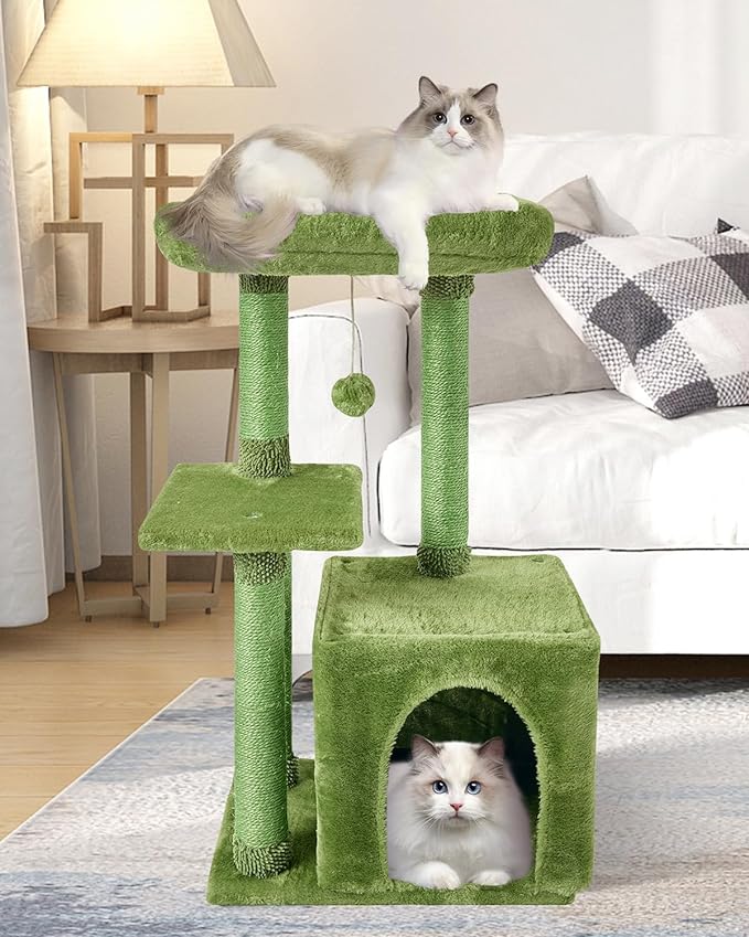 Cute Cat Tree Kitten Cat Tower for Indoor Cat Condo Sisal Scratching Posts with Jump Platform