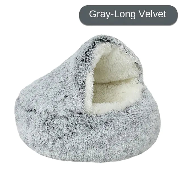 Plush Pet Bed Gray-Long Velvet Diameter 50cm