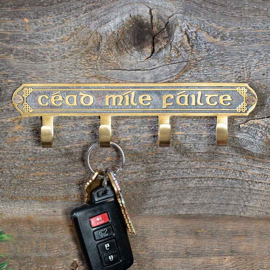 Antique Irish Brass Key Holder- Cead Mile Failte