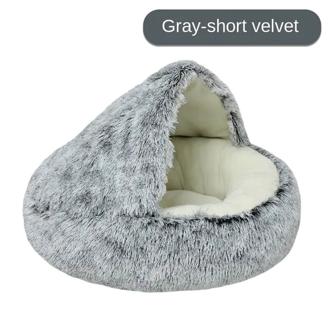 Plush Pet Bed Gray-Short Velvet Diameter 50cm
