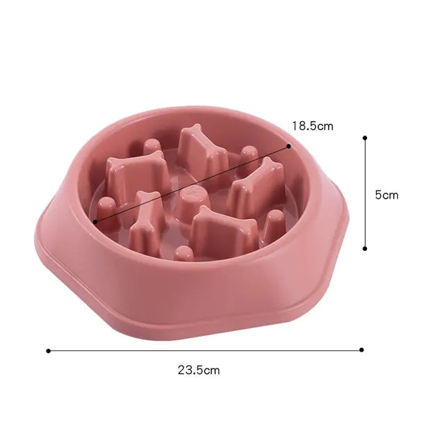 Slow Feeder Bone Design Pet Bowl Pink