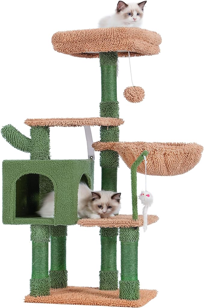 Cat Tree with Toy, Cat Tower condo for Indoor Cats, Cat House with Padded Plush Perch