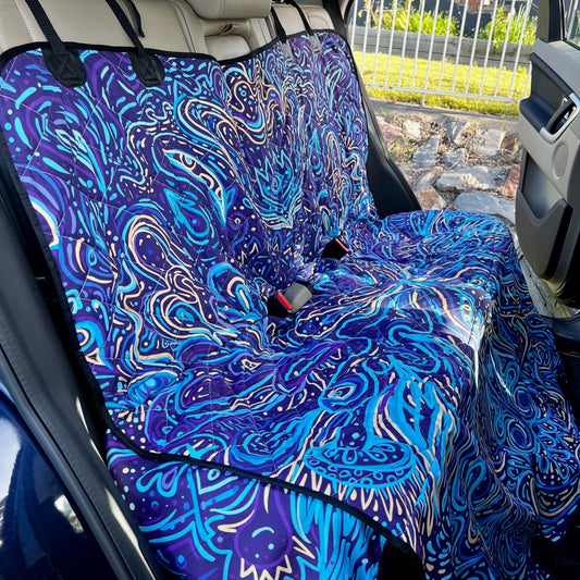 Trippy Psychedelic Blue Turquoise Dog Car Seat Covers