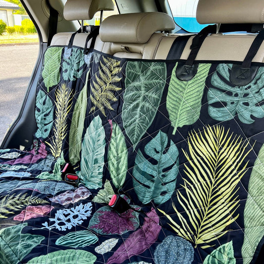 Tropical Leaf Print Dog Car Seat Covers