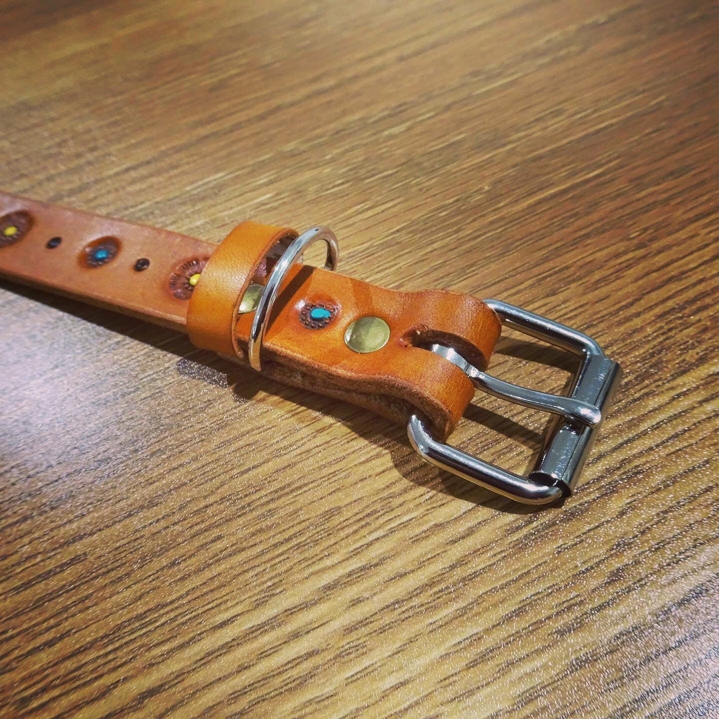 Flower hand stamped medium collar