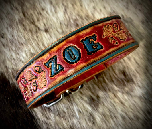Personalised wide collar with acorn and leaves