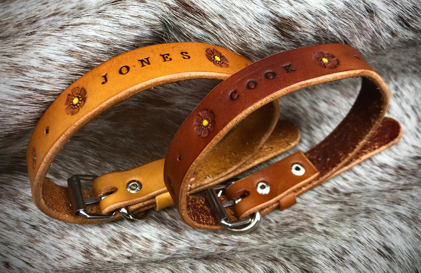 Flower hand stamped medium collar