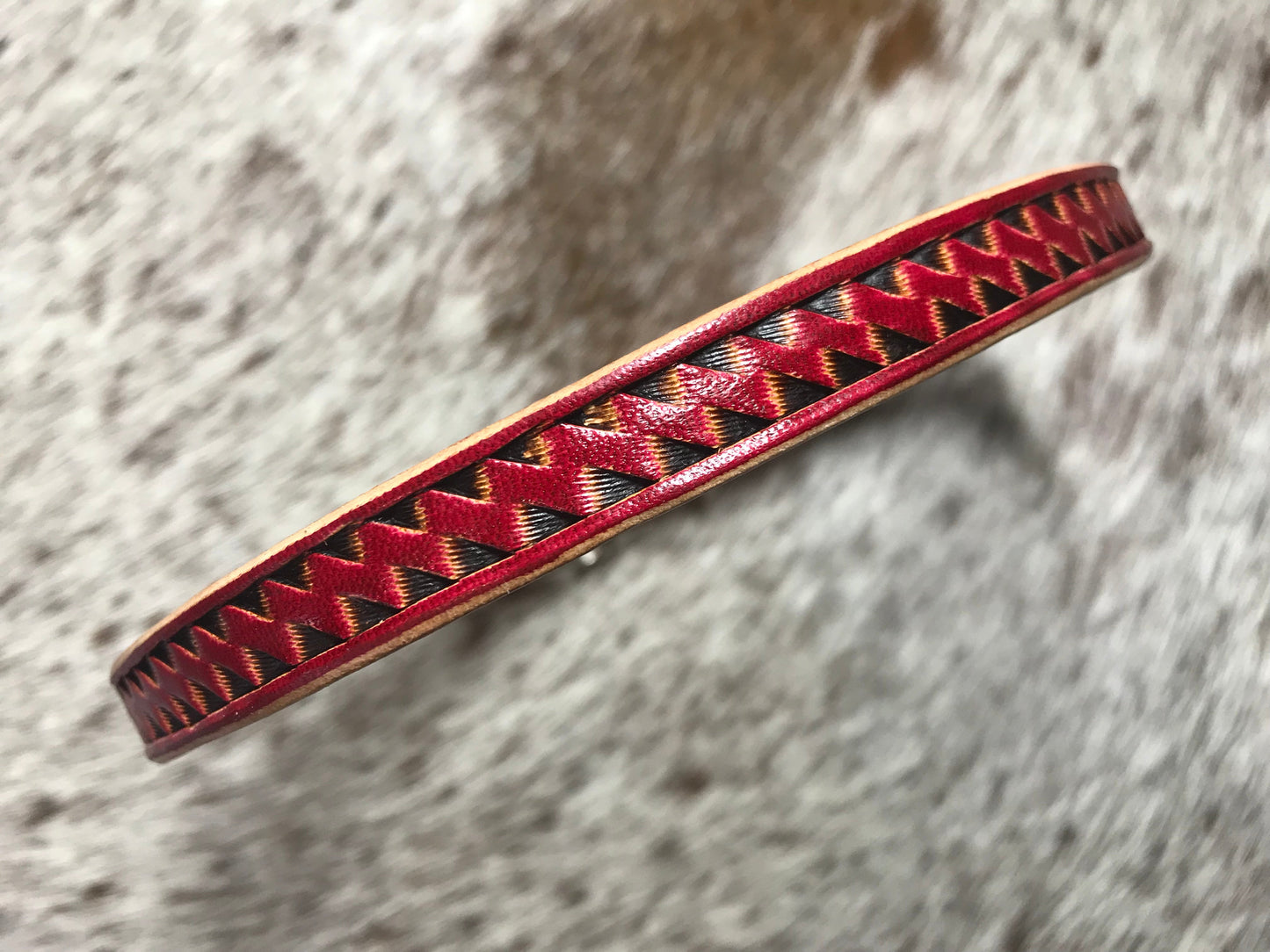 Narrow hand tooled collar for small dogs