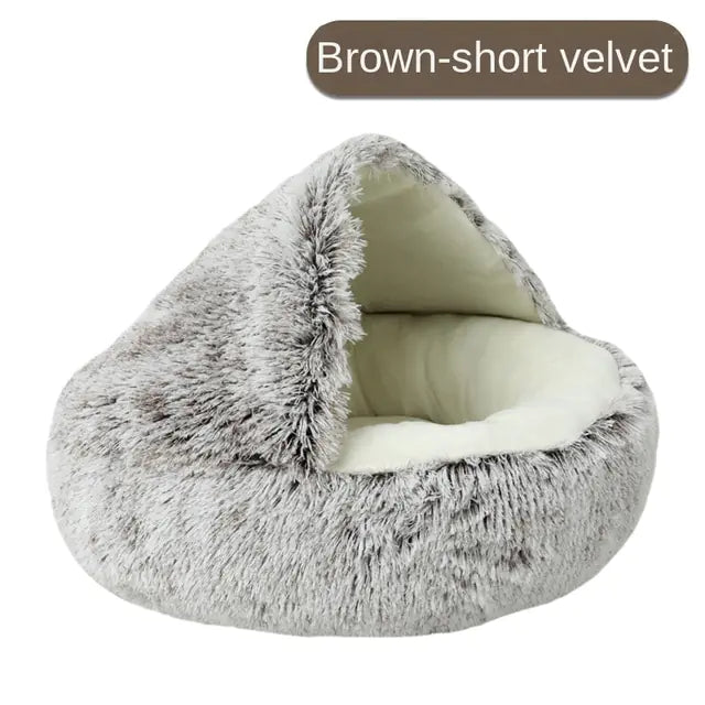 Plush Pet Bed Brown-Short Velvet Diameter 40cm
