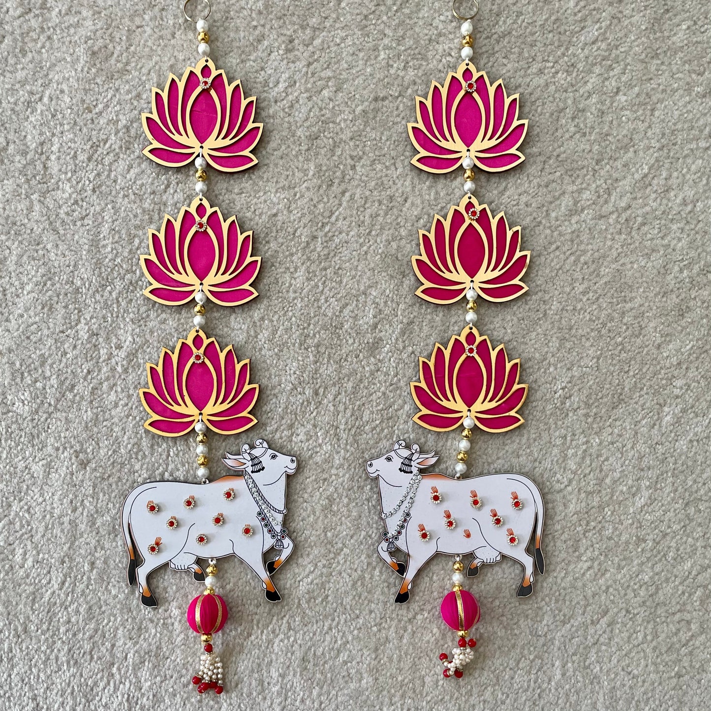 Lotus & Cow Hanging (Set of 2) - Festive Decoration Wall Hanging
