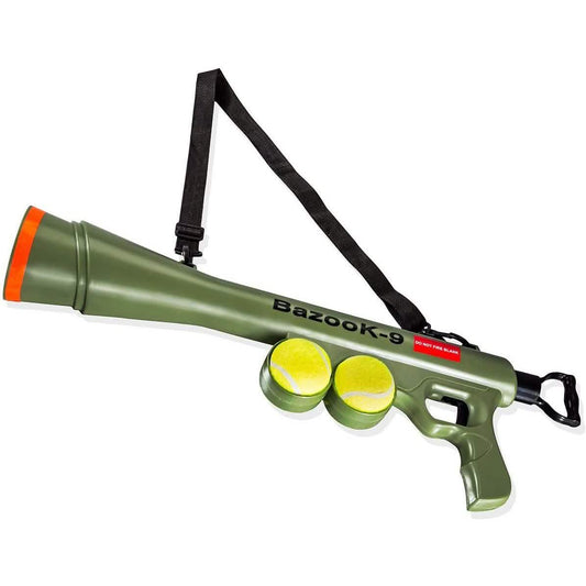 Paws & Pals Bazook - 9 Tennis Ball Launcher Gun with 2 Squeaky Balls