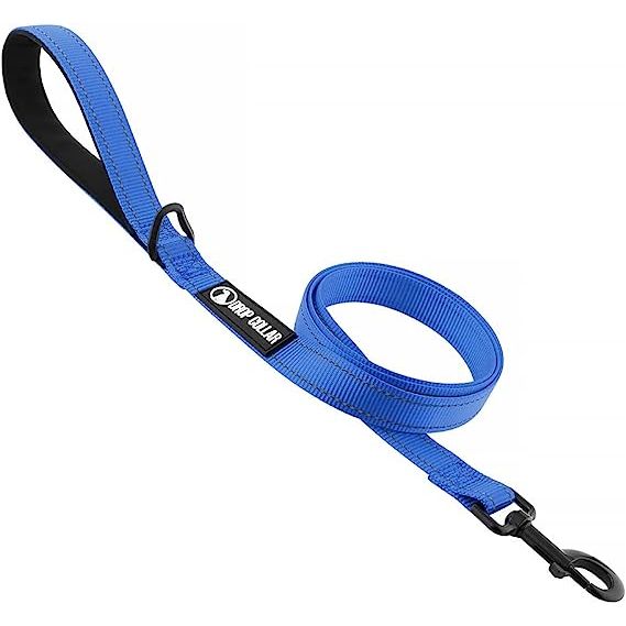 Drop Collar Reflective Nylon Leash with Sleek D-Ring for Accessories & Soft Padded Gel Handle for Comfort (Long)