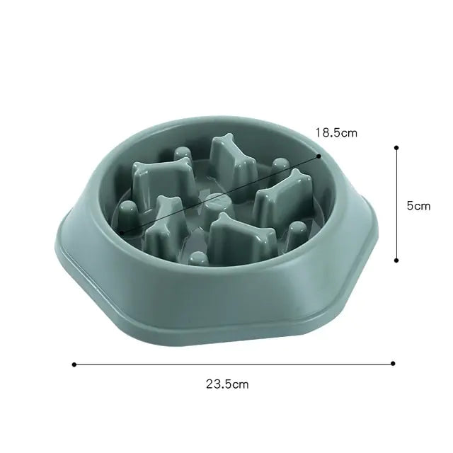 Slow Feeder Bone Design Pet Bowl Green